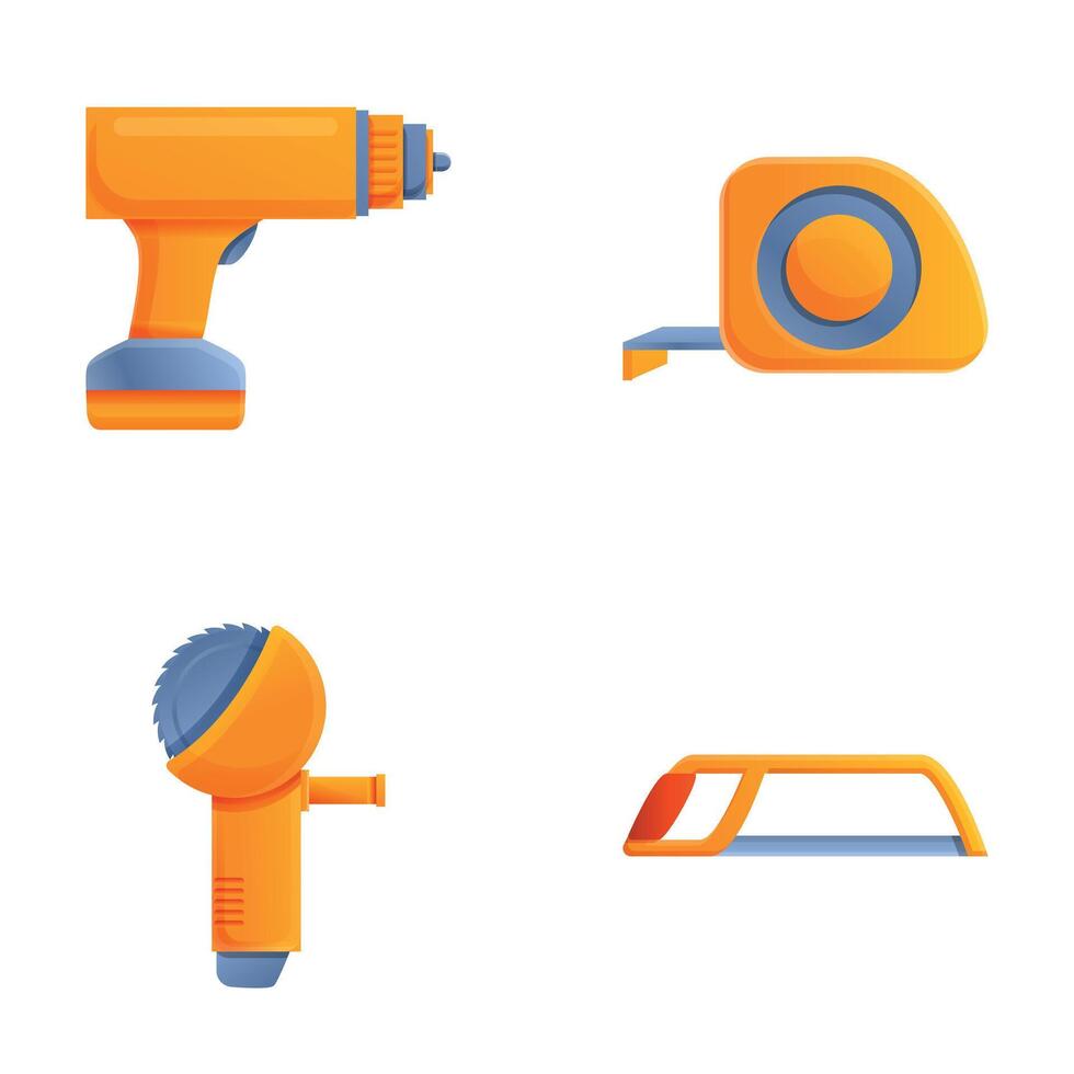 Repair tool icons set cartoon . Various tool for construction and repair vector