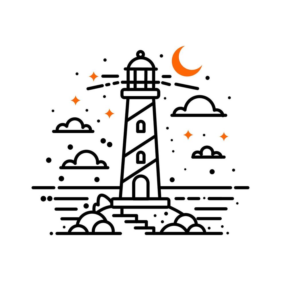 simple monoline lighthouse vector
