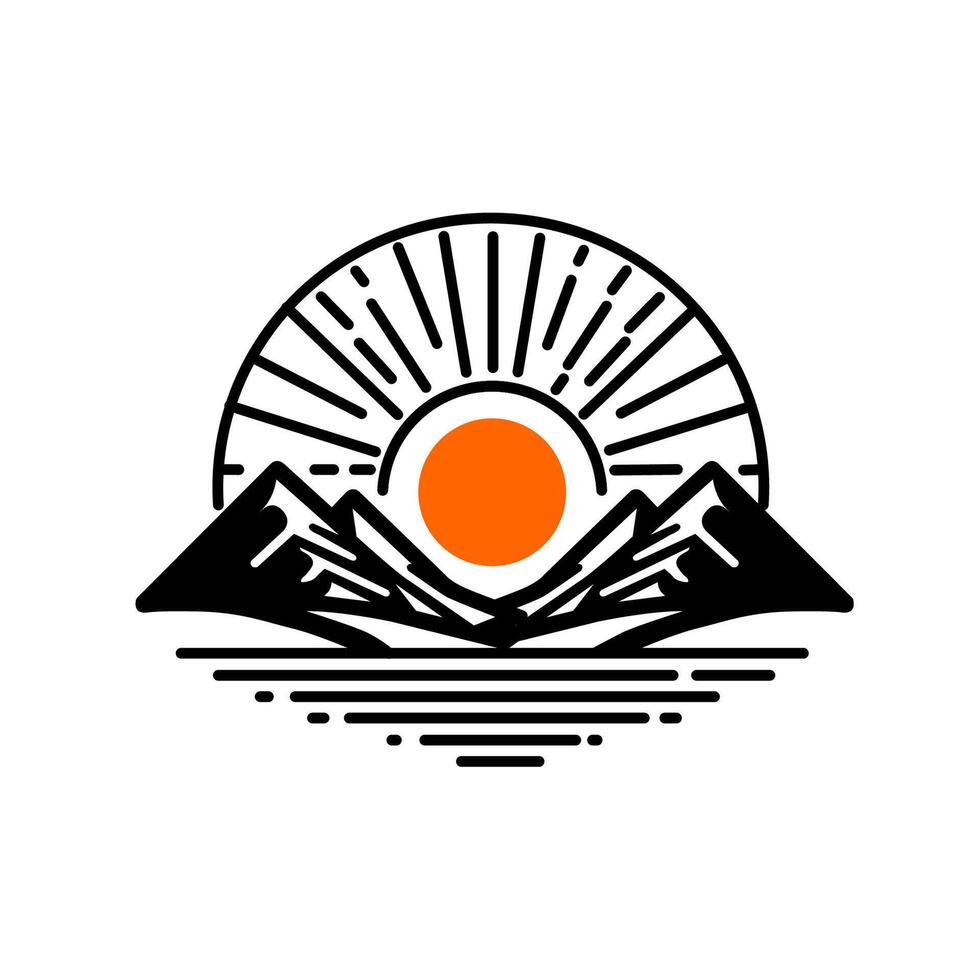 simple sunrise monoline vector