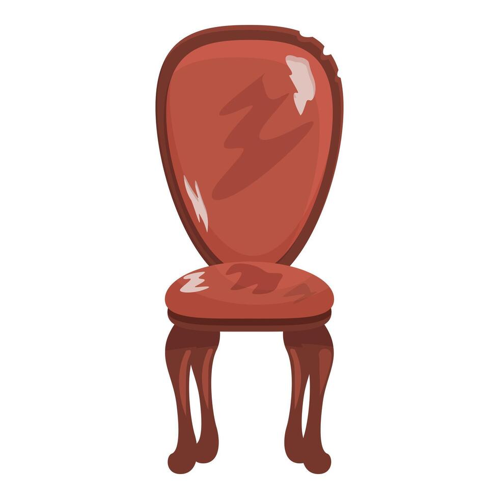 Old broken chair with scratches is standing on white background vector