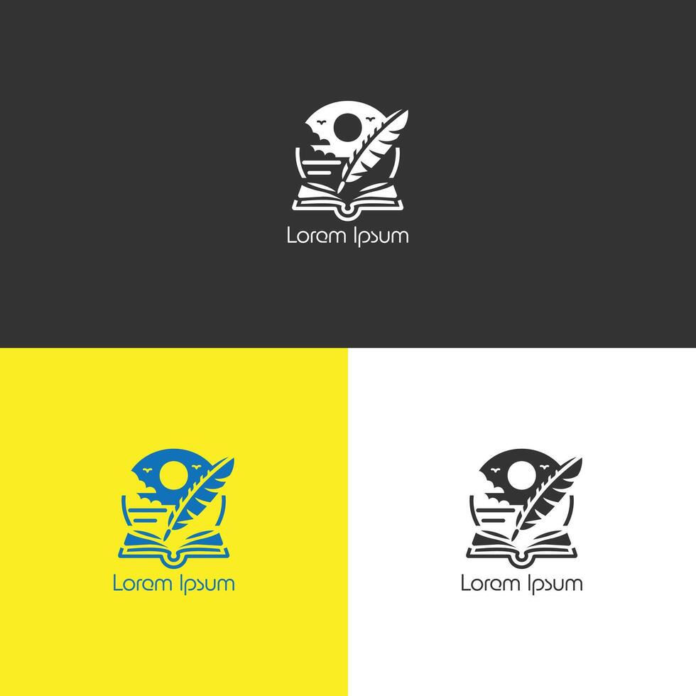 simple poetry logo with different background colors variations vector