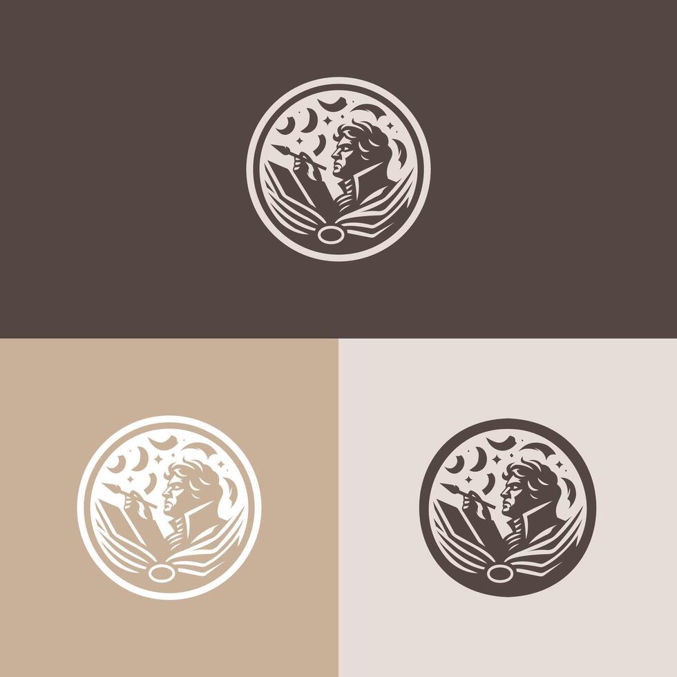 simple poetry logo with different background colors variations vector