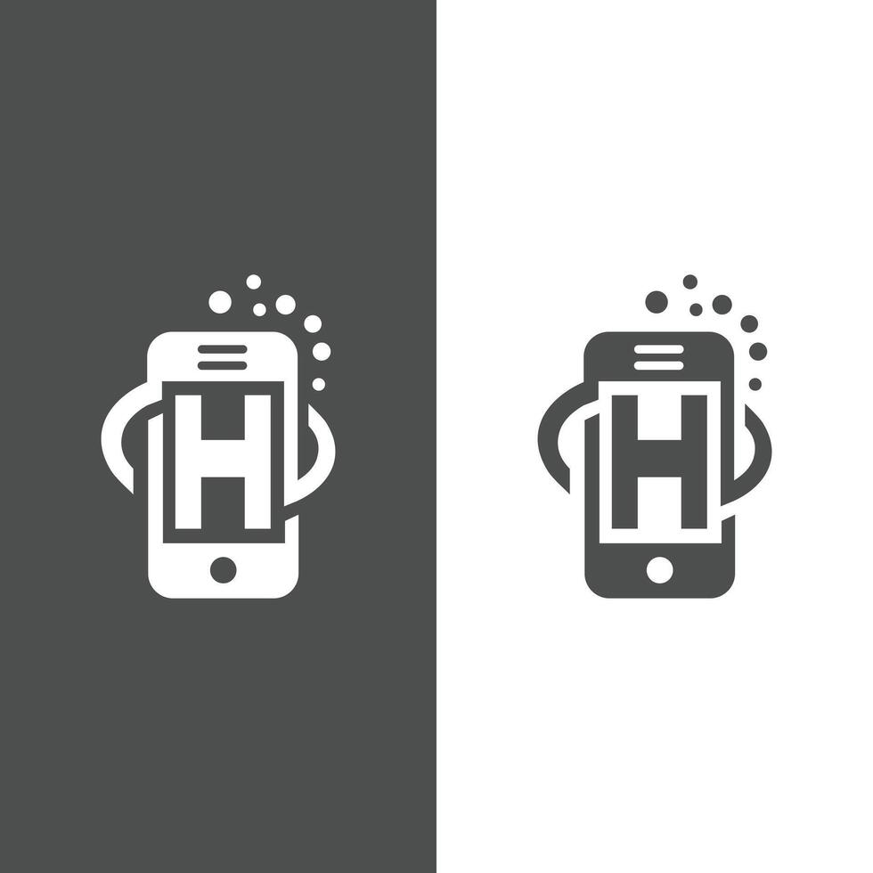 logo H with mobile phone in gray color vector