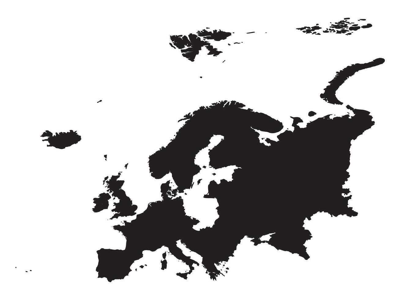 europe map design black silhouette vector