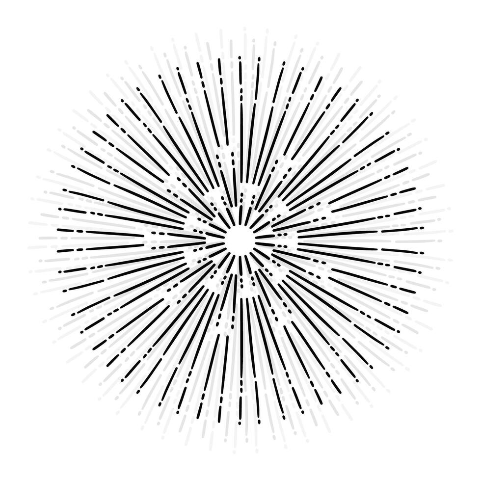Abstract sunburst shapes sunshine line on white background vector