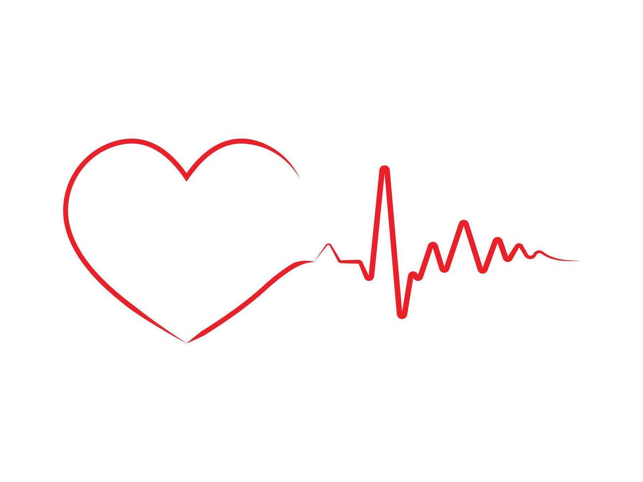 love pulse design red outline vector