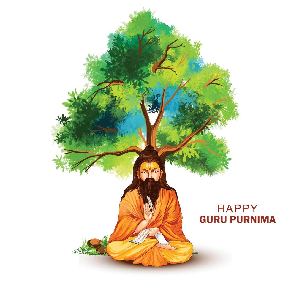 Happy guru purnima indian festival celebration card background vector