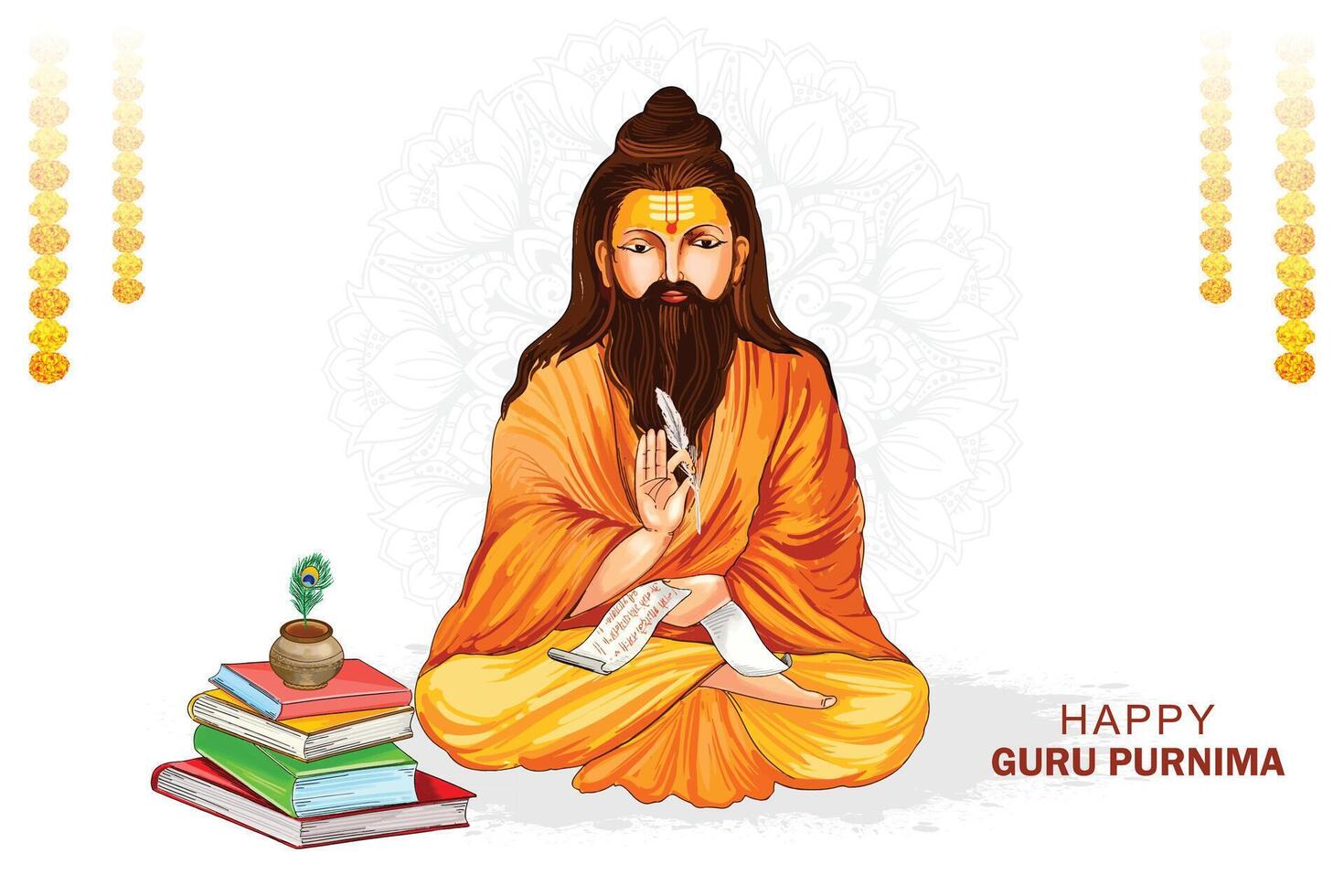 Beautiful traditional guru purnima celebration card background vector