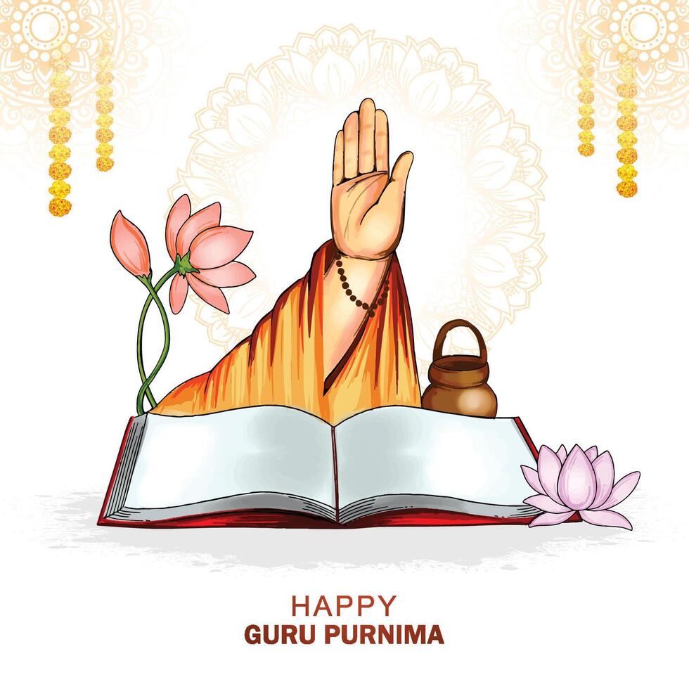 Happy guru purnima cultural indian festival card background vector