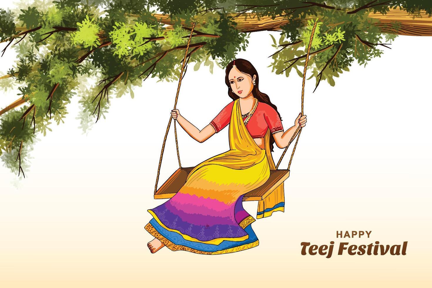 Happy hariyali teej indian festival card background vector