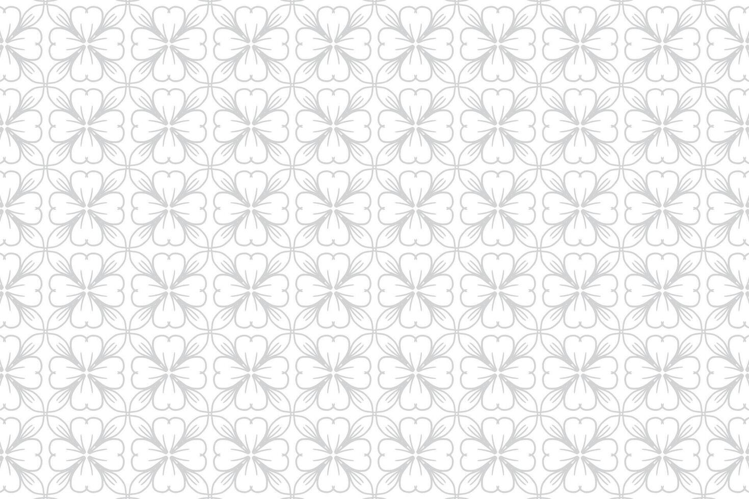 Hand drawn silver floral pattern on white background vector