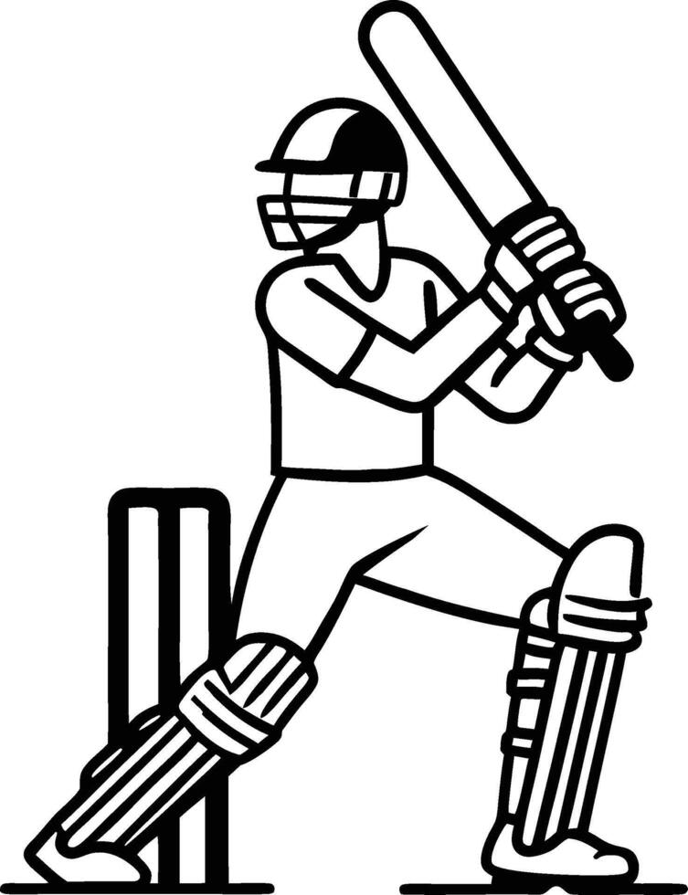 Cricket player batsman with ball. illustration ready for vinyl cutting. vector