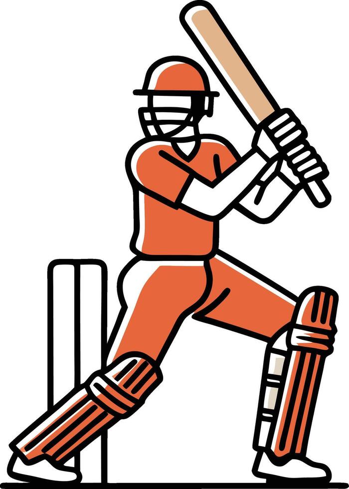 An illustration of a cricket player in action vector