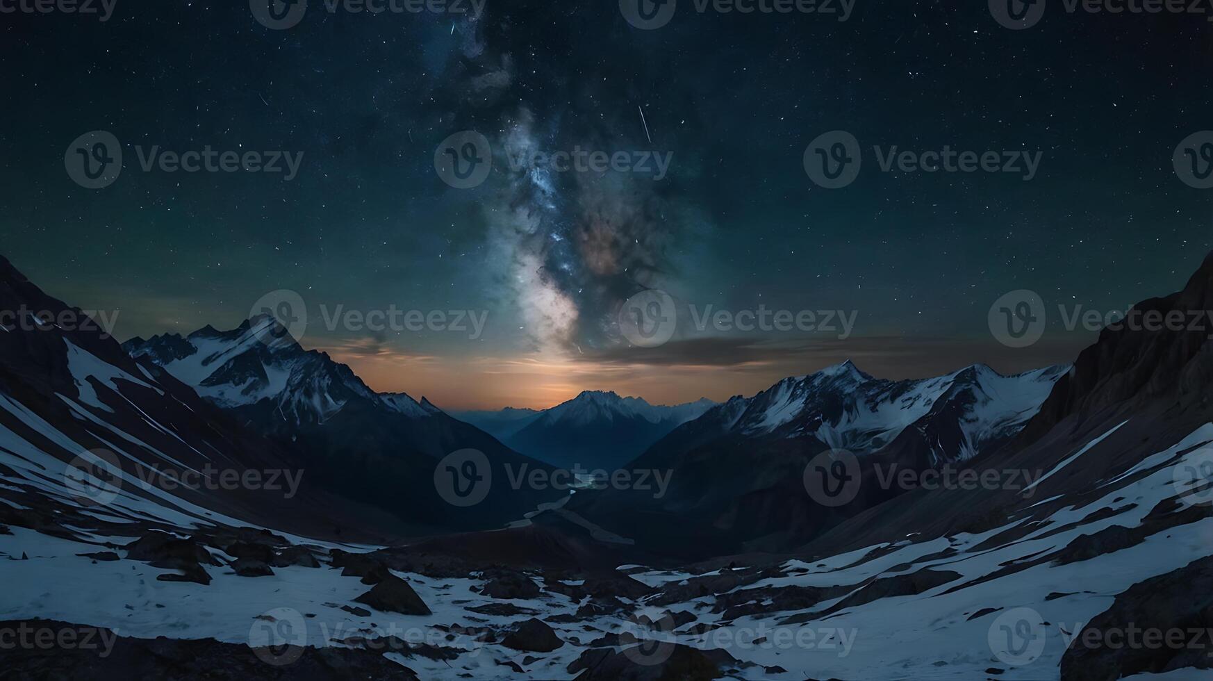 a tranquil mountain landscape unfolds, surrounded by the echoing silence of the void, background photo