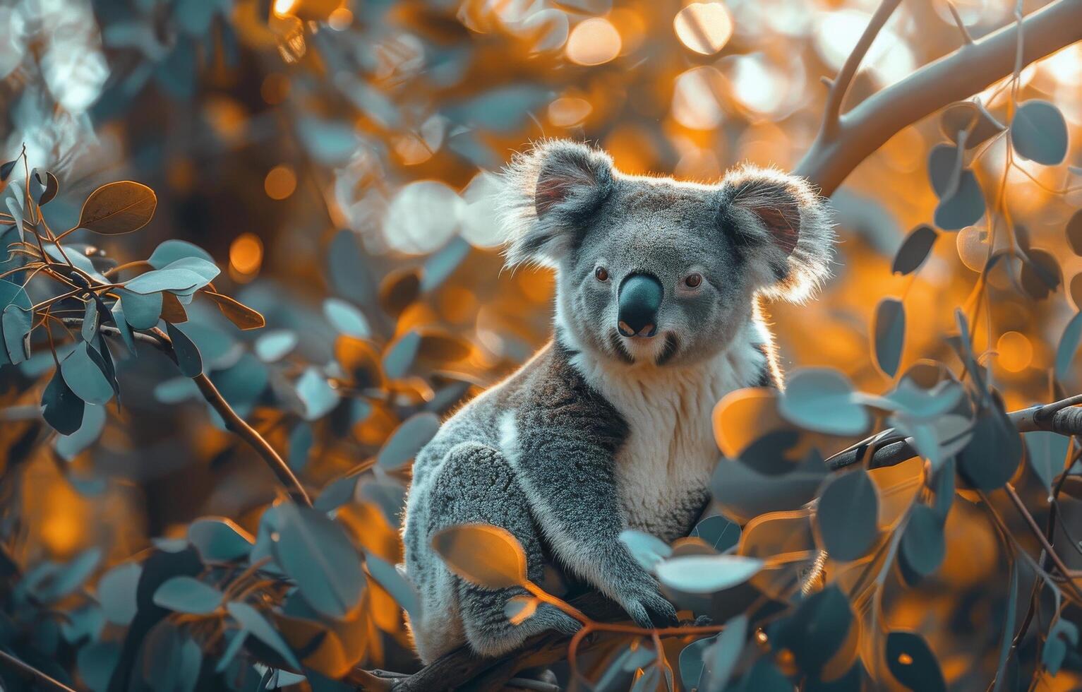 Koala Bear Climbing a Eucalyptus Tree in Australia During Daytime photo