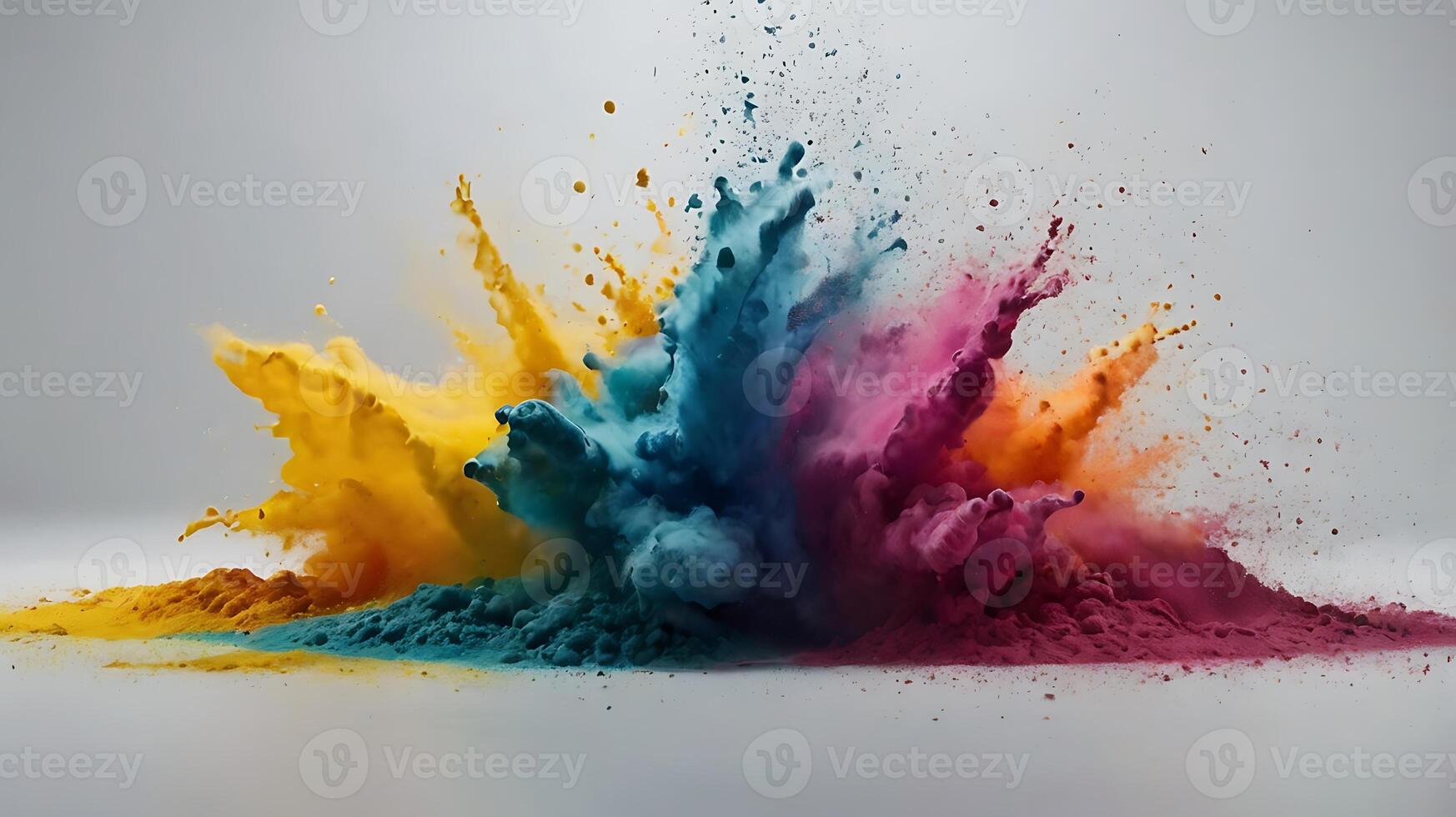 ultra hd 8k multi sharp rainbow color powder splashes on black background photo