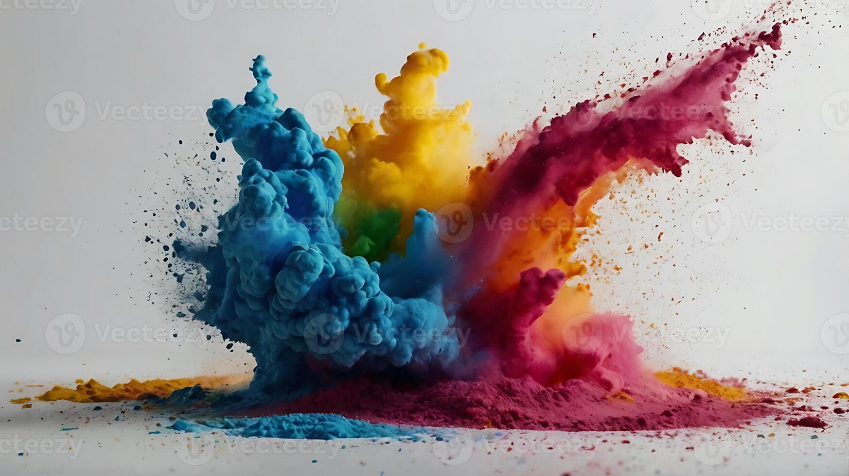 ultra hd 8k multi sharp rainbow color powder splashes on black background photo