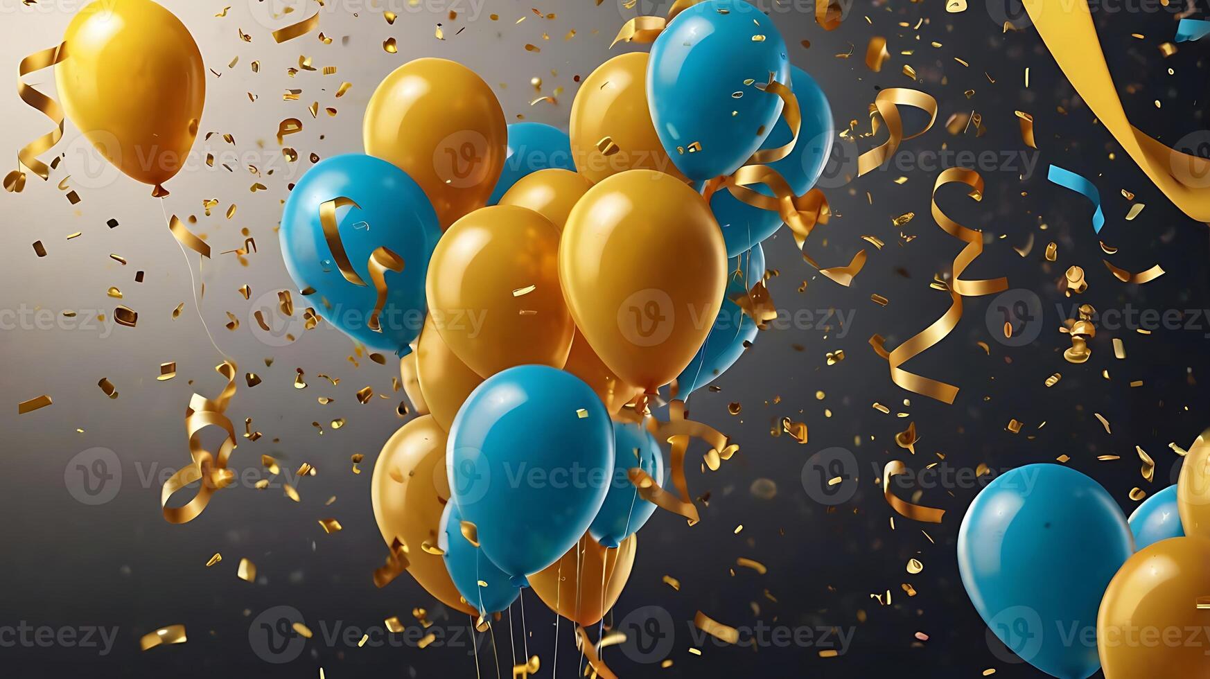 Ultra High-resolution Graduation party invitation realistic composition with flying Golden balloons photo
