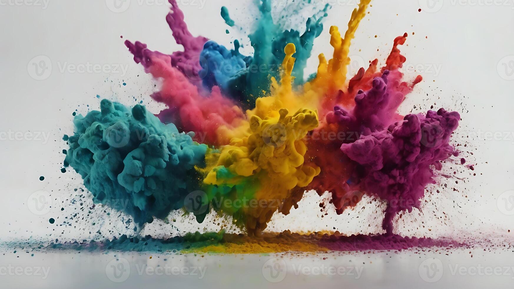 ultra hd 8k multi sharp rainbow color powder splashes on black background photo