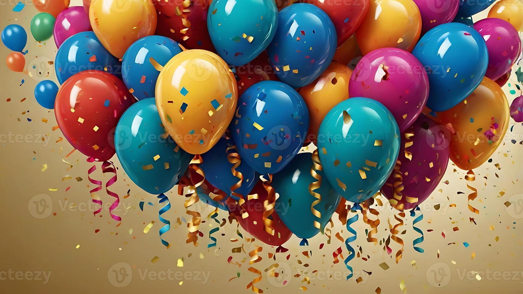 Ultra High-resolution Graduation party invitation realistic composition with flying Golden balloons photo