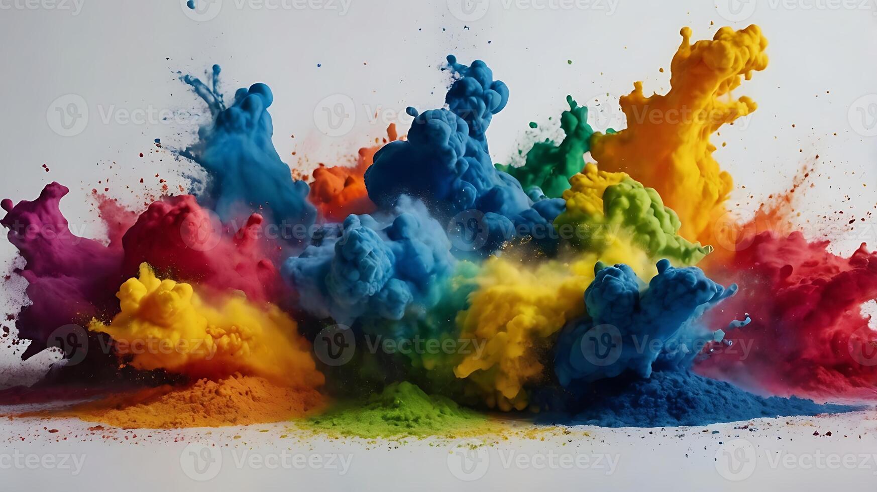 ultra hd 8k multi sharp rainbow color powder splashes on black background photo