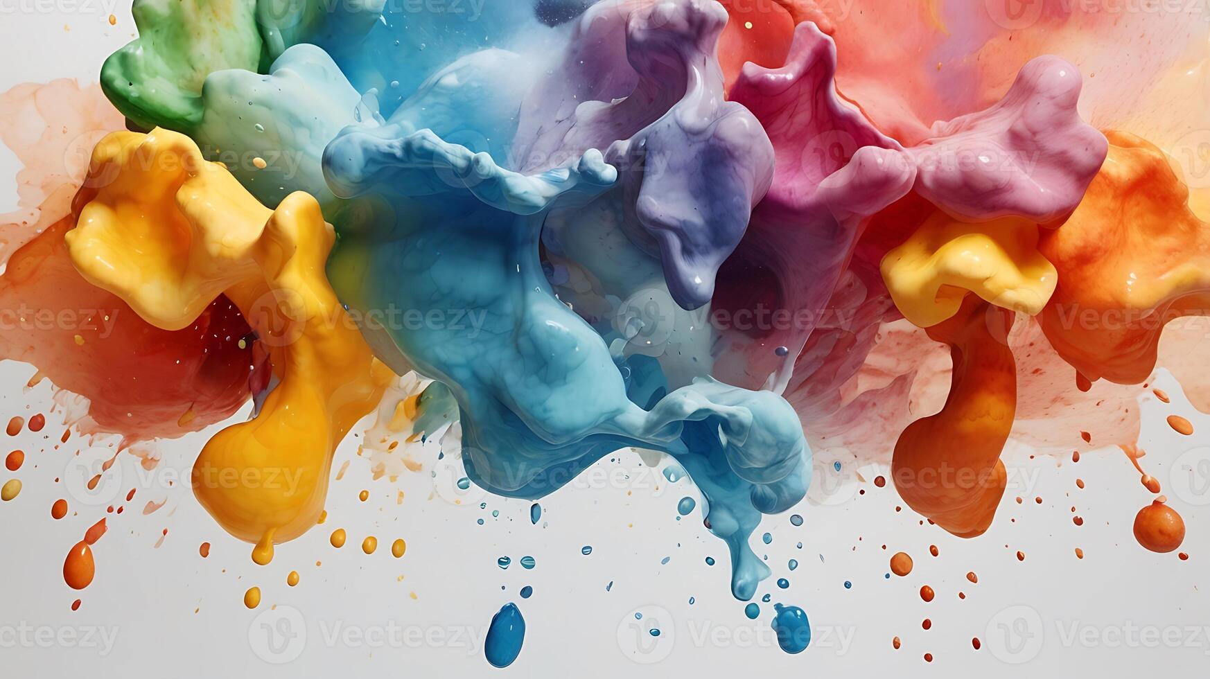 ultra hd 8k multi faded water colors on white background, water colors sprinkling, splashes photo
