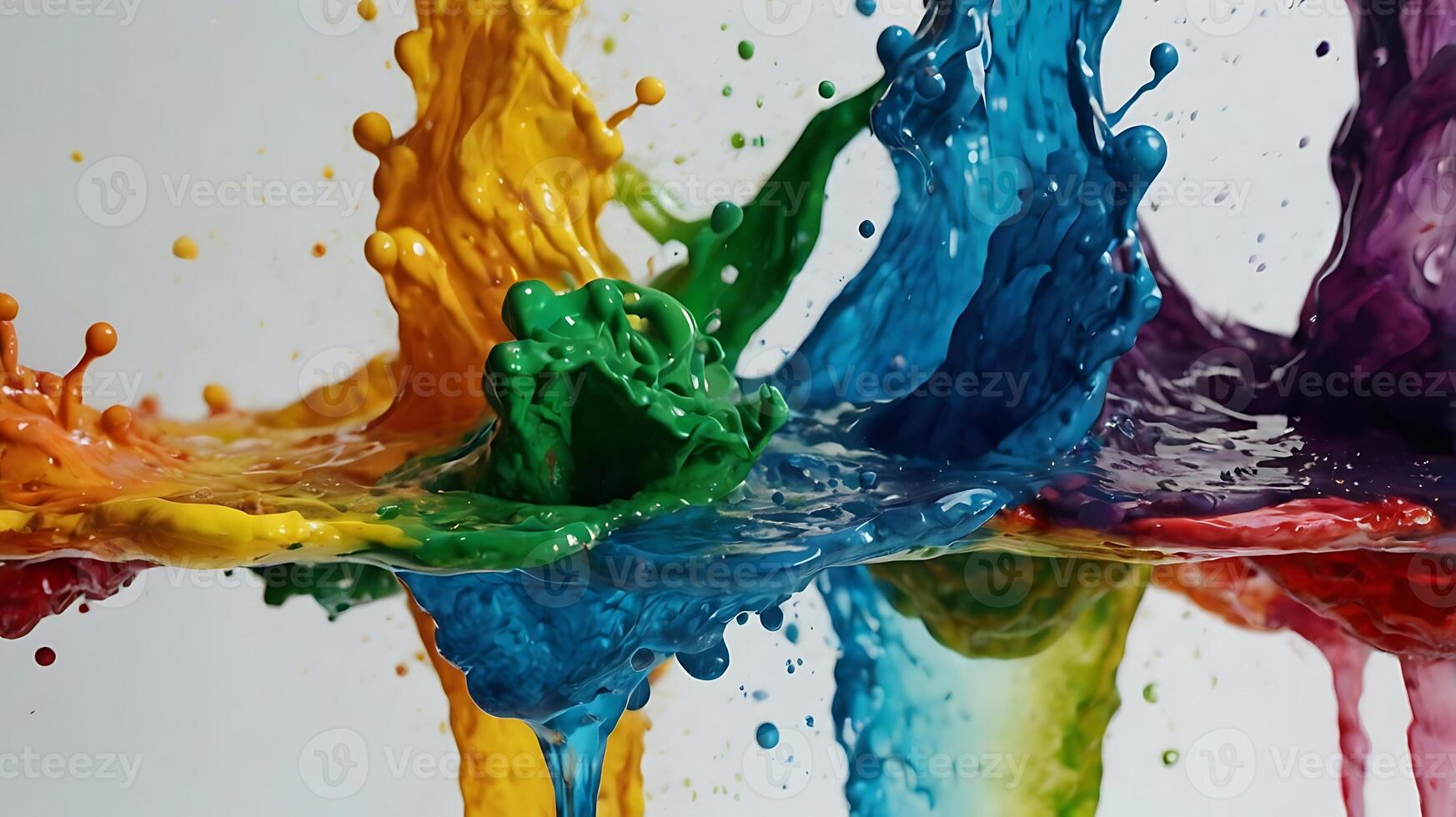 ultra hd 8k multi faded water colors on white background, water colors sprinkling, splashes photo