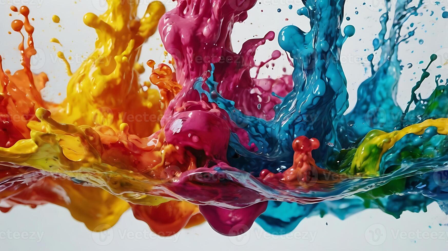 ultra hd 8k multi faded water colors on white background, water colors sprinkling, splashes photo