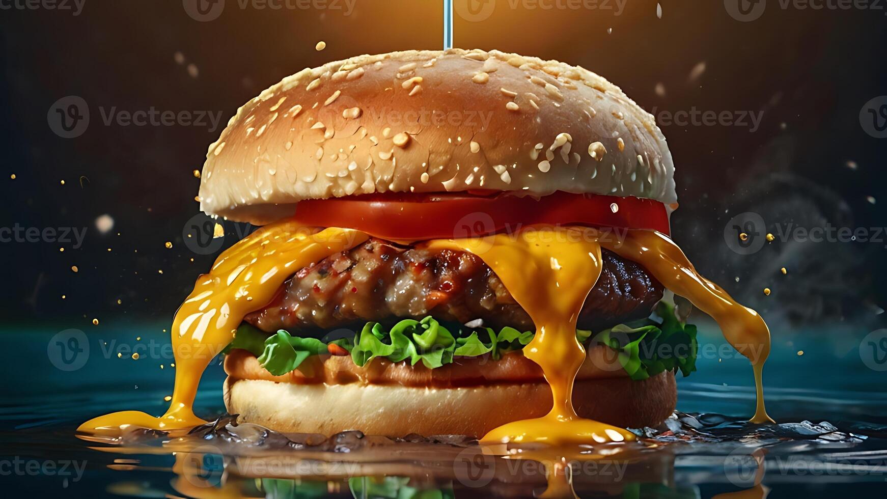 Ultra, realistic photo close-up of 8k High definition resolution, spicy dragon burger with fries