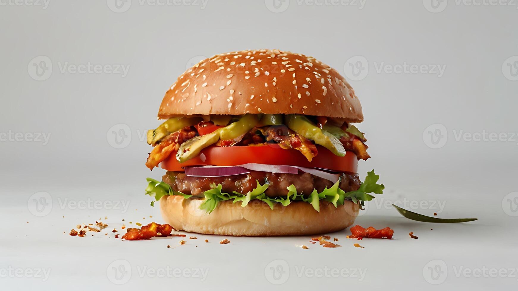 Ultra, realistic photo close-up of 8k High definition resolution, spicy dragon burger with fries