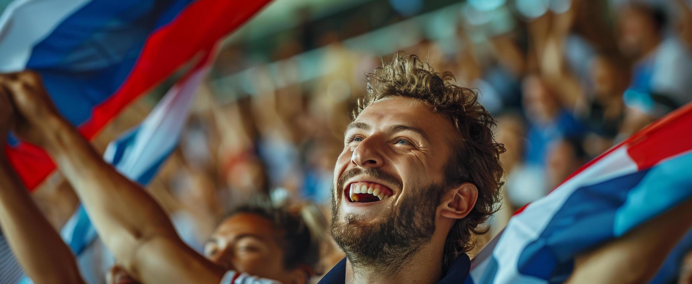 Excited Fan Celebrating at a Sports Match photo