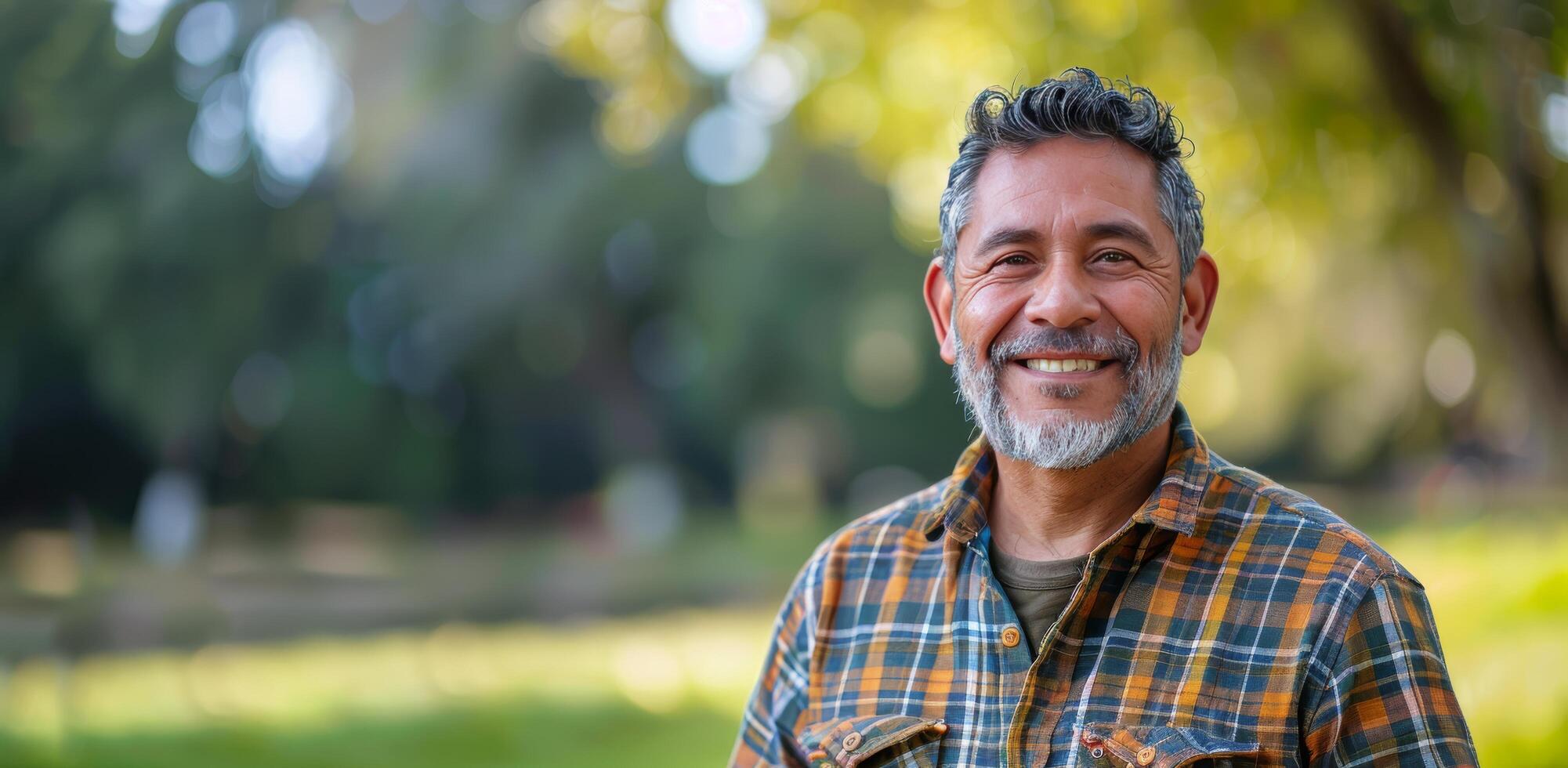 Smiling Mature Man Outdoors on a Sunny Day photo