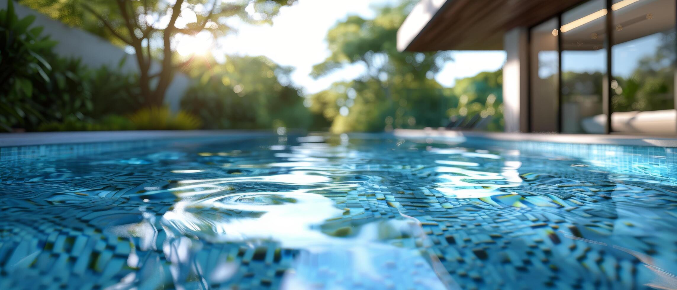 Tranquil Pool Water With Sunlight Reflections on a Sunny Day photo