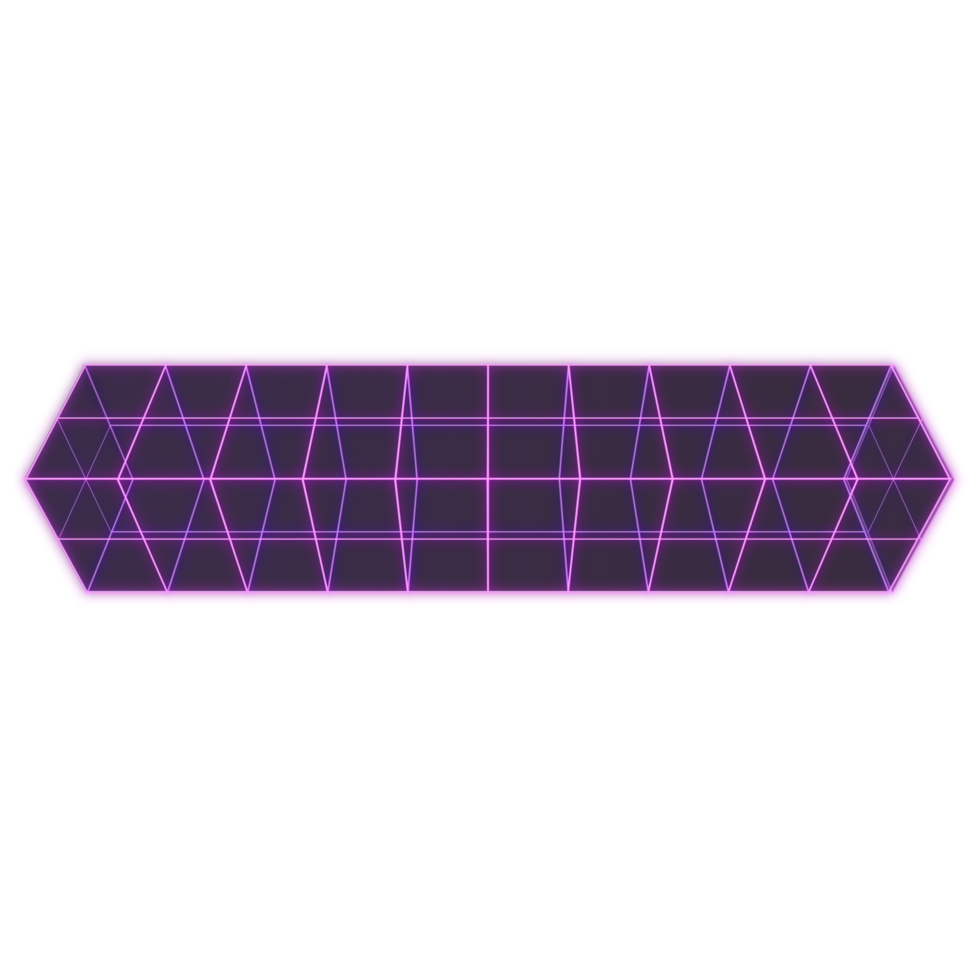 Abstract retro style 90s grid box horizontal neon glowing png