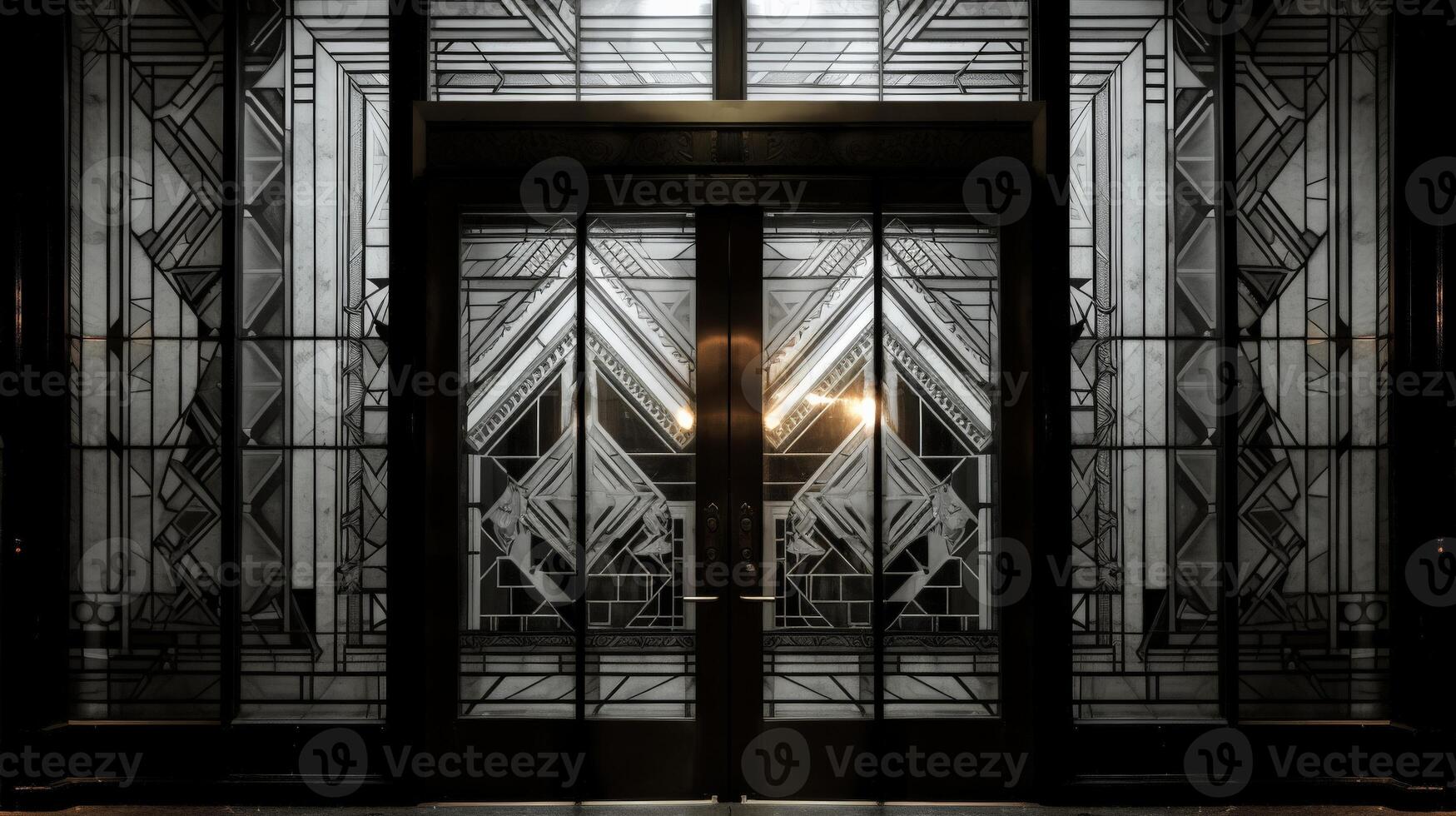 A view of a building entrance with double doors photo