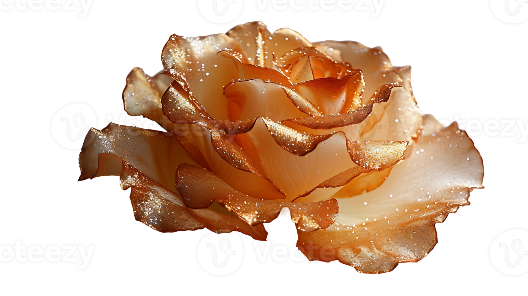 Golden rose flower on a transparent background png