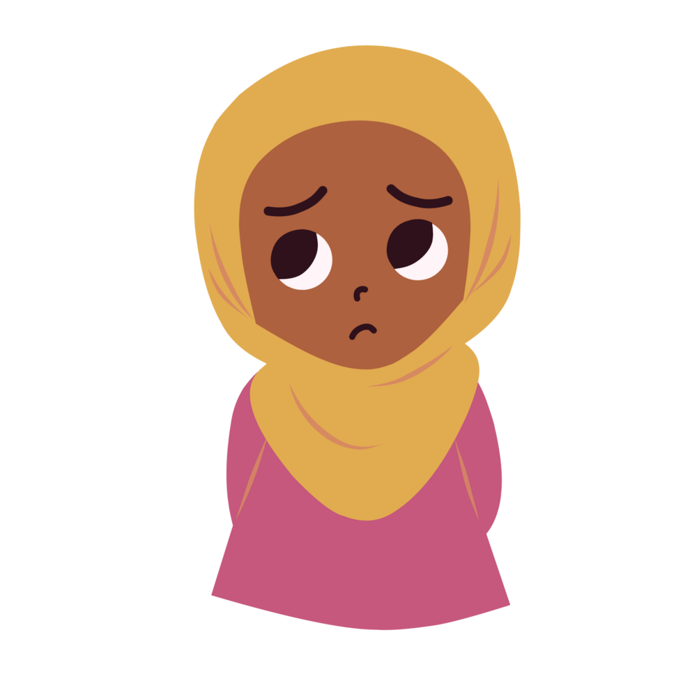 Hijab girl worried face png