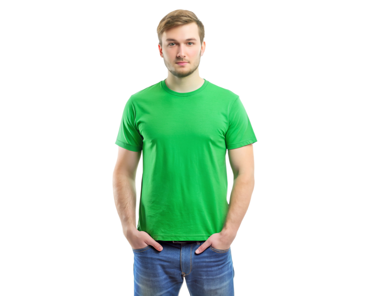 A Male in Green T-Shirt, a Mockup png