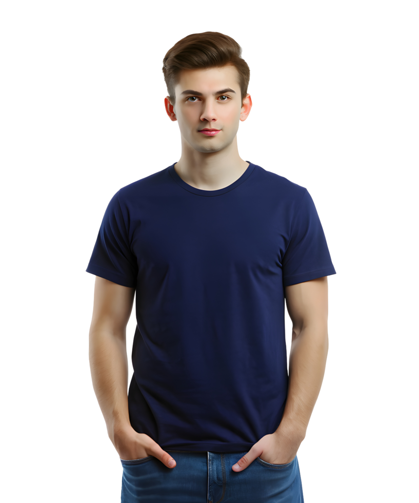 A Model In Navy Blue T-Shirt, a Mockup png