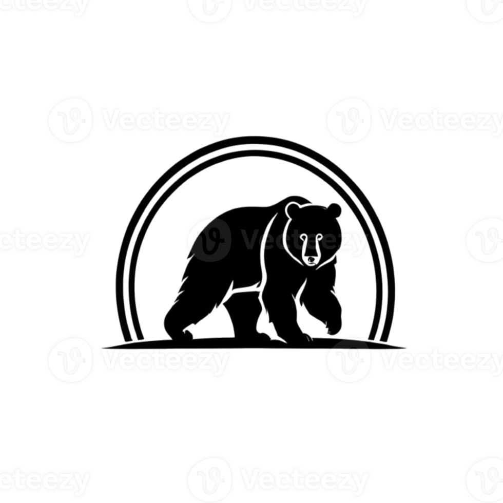 Collection of Simple Bear Logo Designs Isolated png