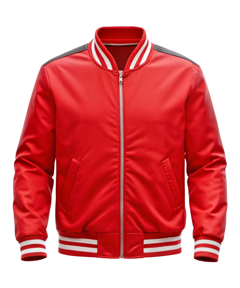 Bomber Red Jacket With White Stripe to Mockup Design png