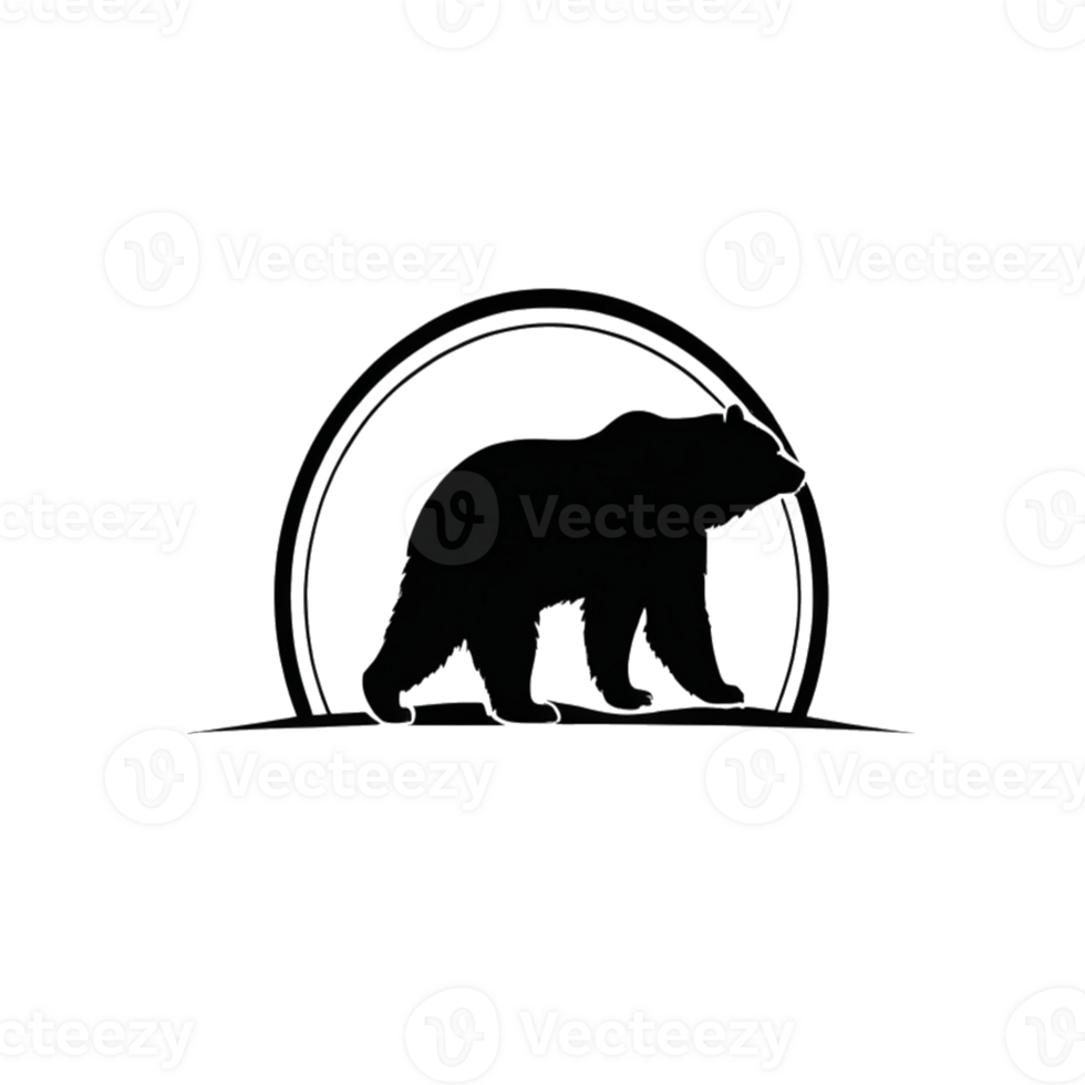 Collection of Simple Bear Logo Designs Isolated png