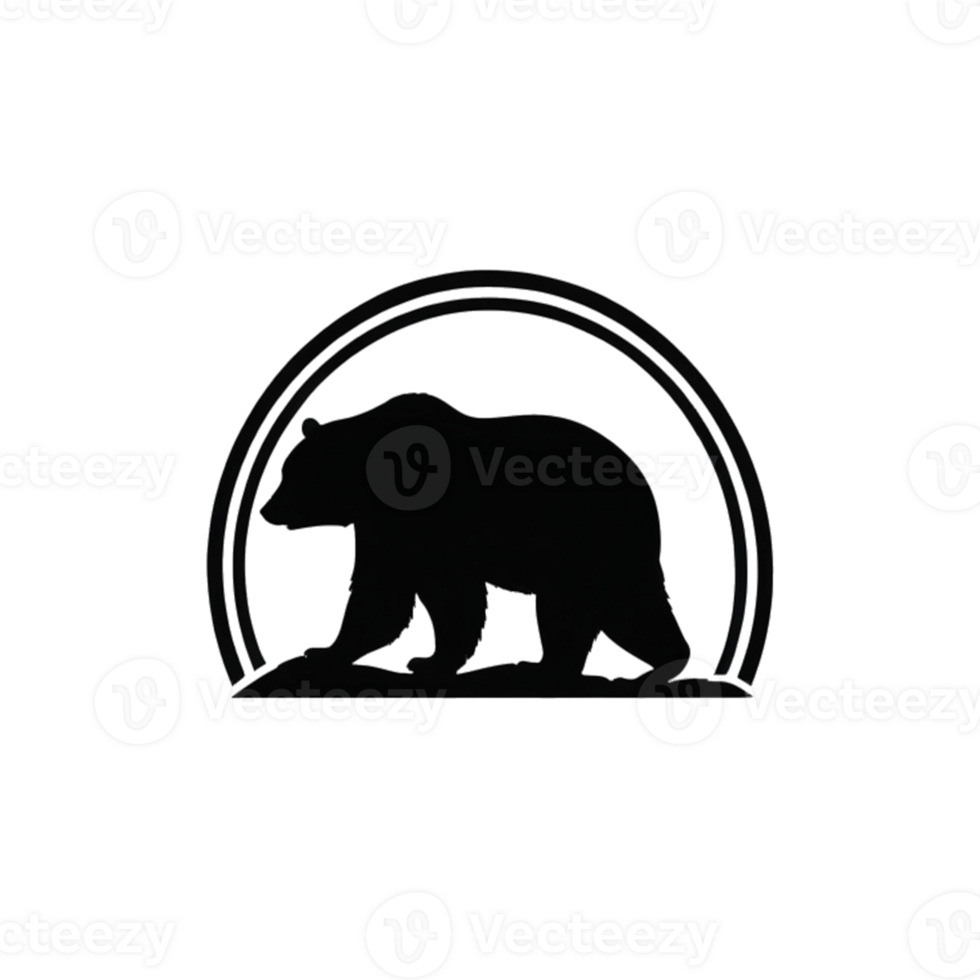 Collection of Simple Bear Logo Designs Isolated png