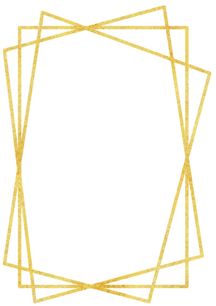 Luxury gold glitter geometric wedding frame png