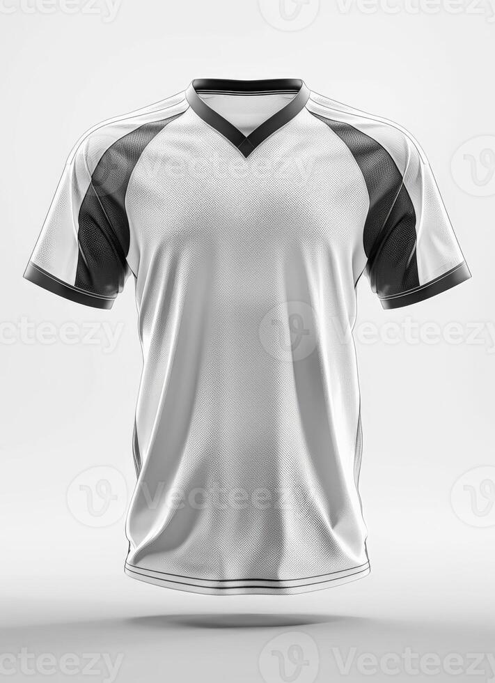 White jersey mockup with black accents photo