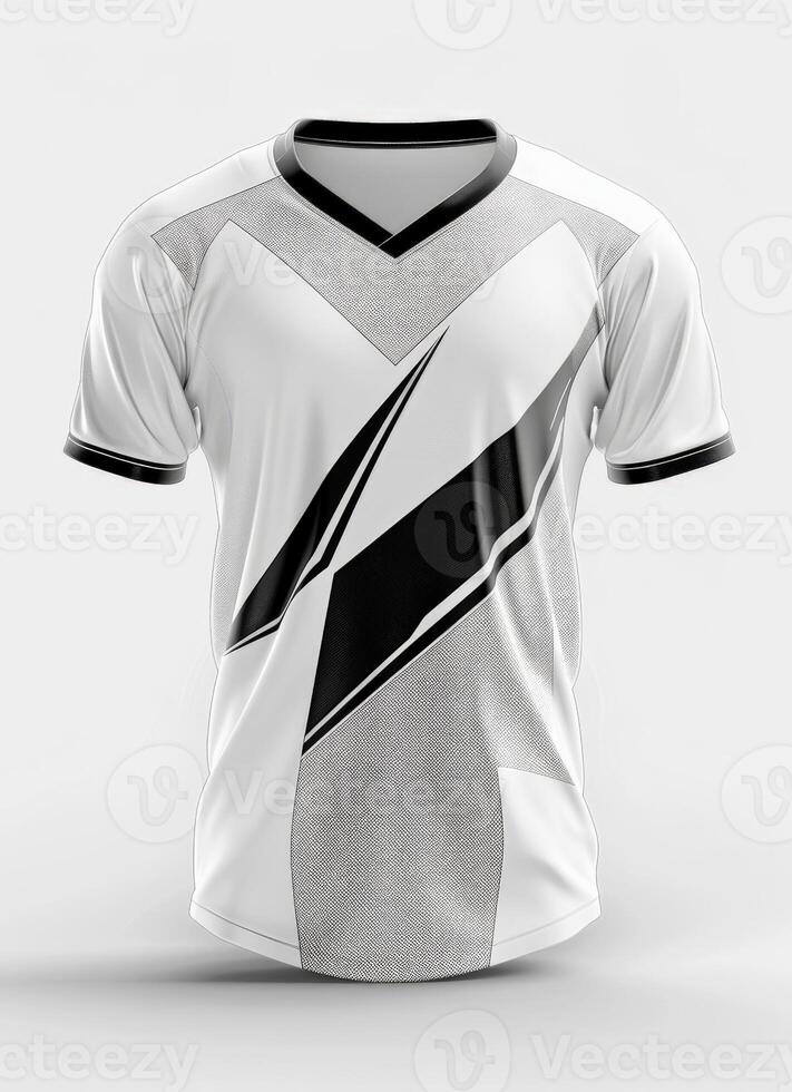 White sports jersey mockup with black accents photo