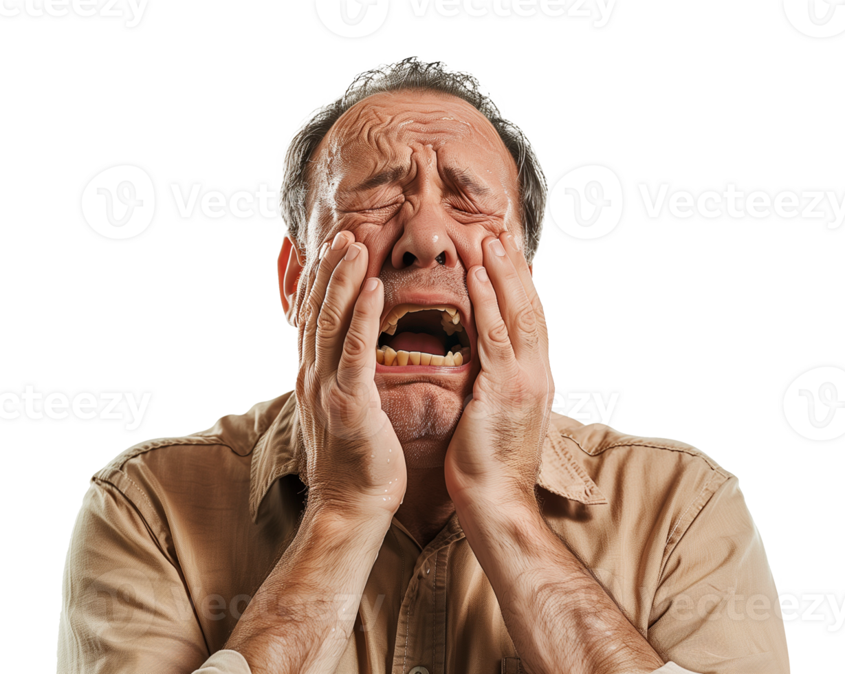 Crying Old Man Isolated on Transparent Background png