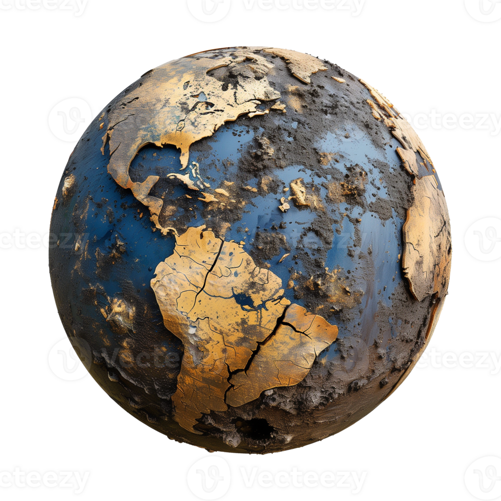 Polluted Earth 3D Concept Isolated on Transparent Background png