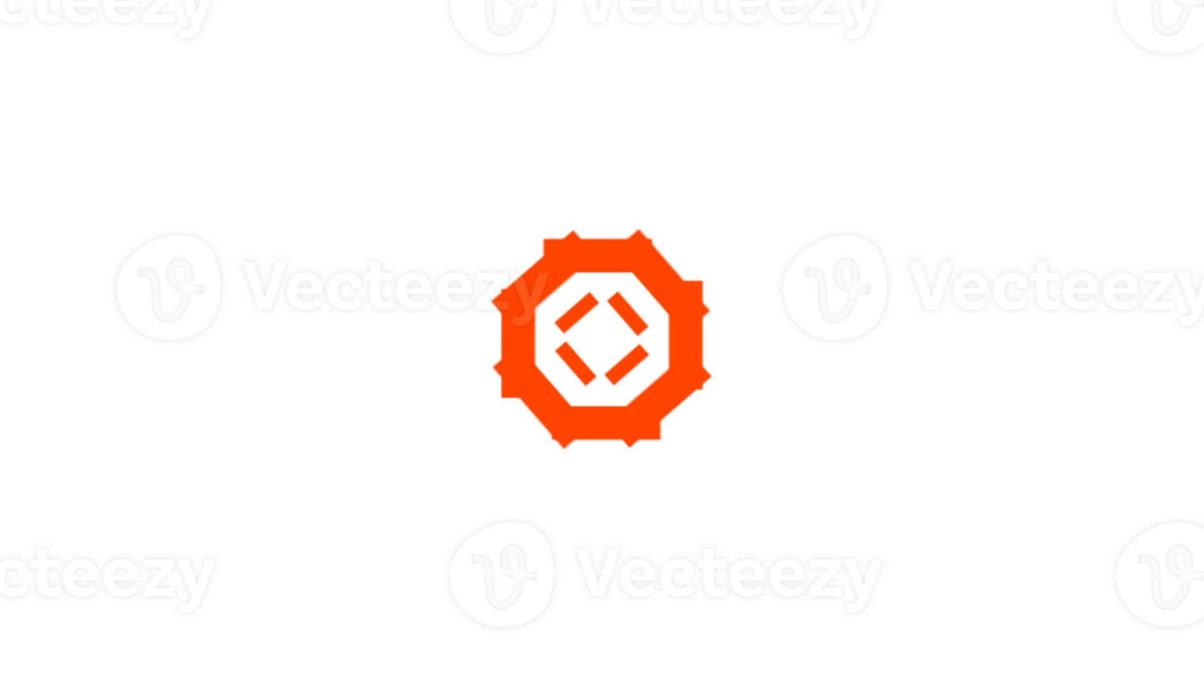 a logo with an orange and white hexagon png