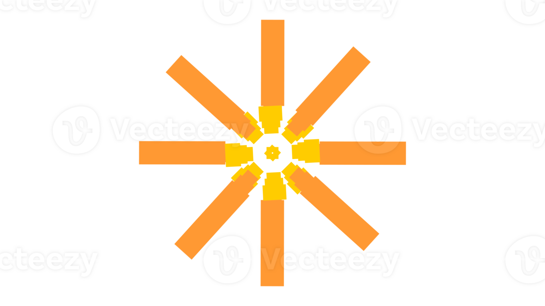 an orange sunburst with five lines png
